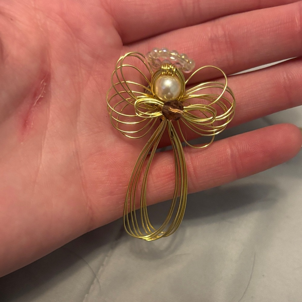 Elegant Gold Wire Angel Pendant